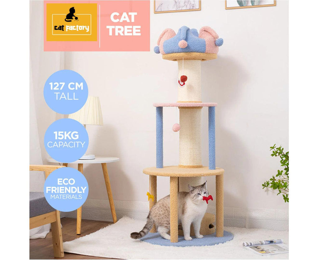 1.27m Cat Tower Climbing Tree and Multi Level Scratching Post Circus Style - Cat Factory Au