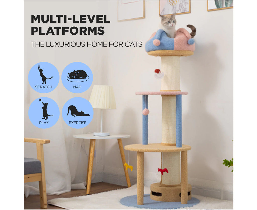 1.27m Cat Tower Climbing Tree and Multi Level Scratching Post Circus Style - Cat Factory Au