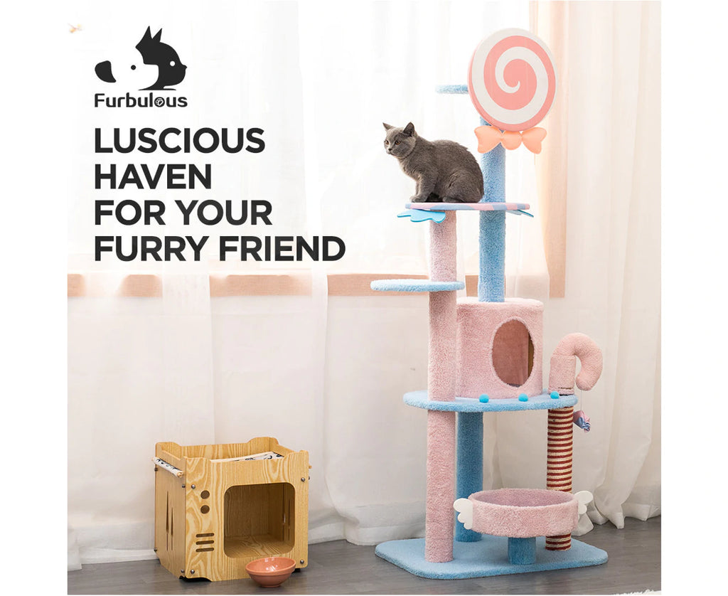 1.52m Sweet Candy Land Cat Tree Tower & Scratching Post - Cat Factory Au