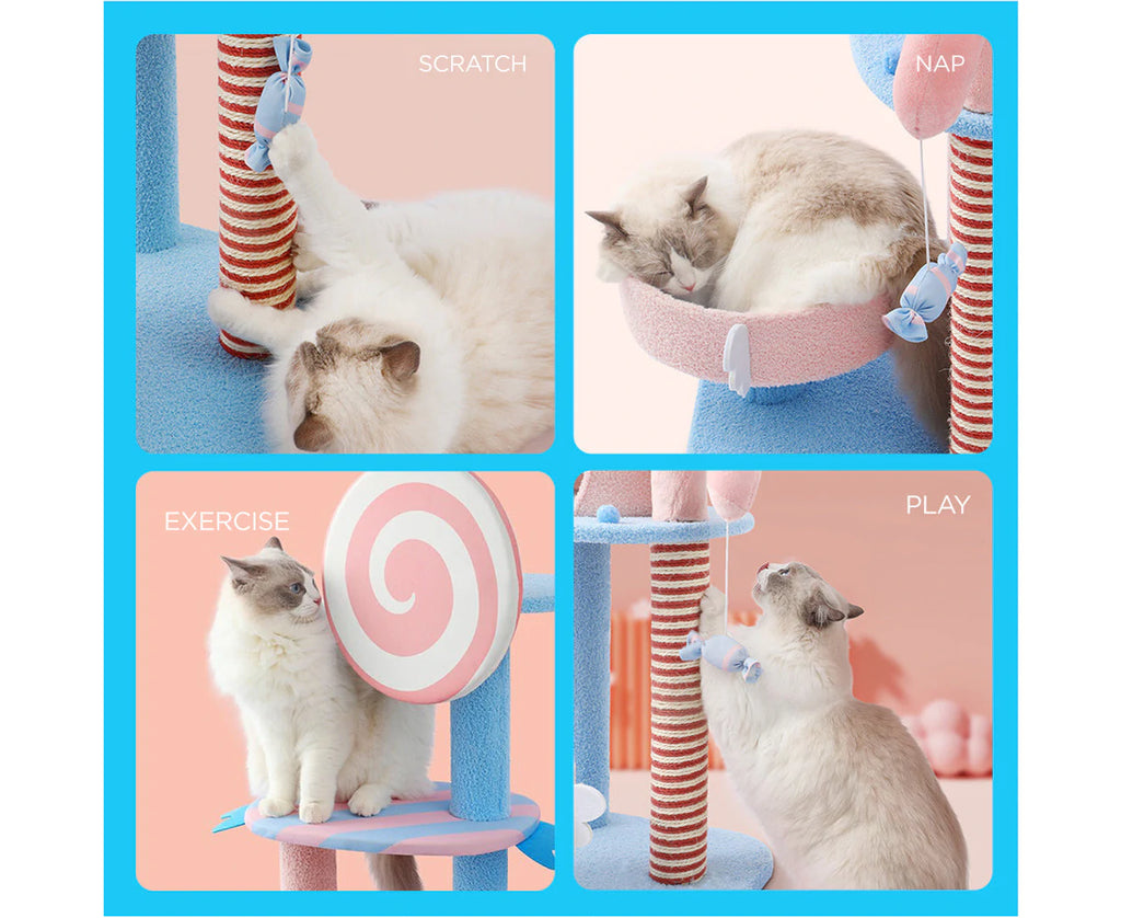 1.52m Sweet Candy Land Cat Tree Tower & Scratching Post - Cat Factory Au