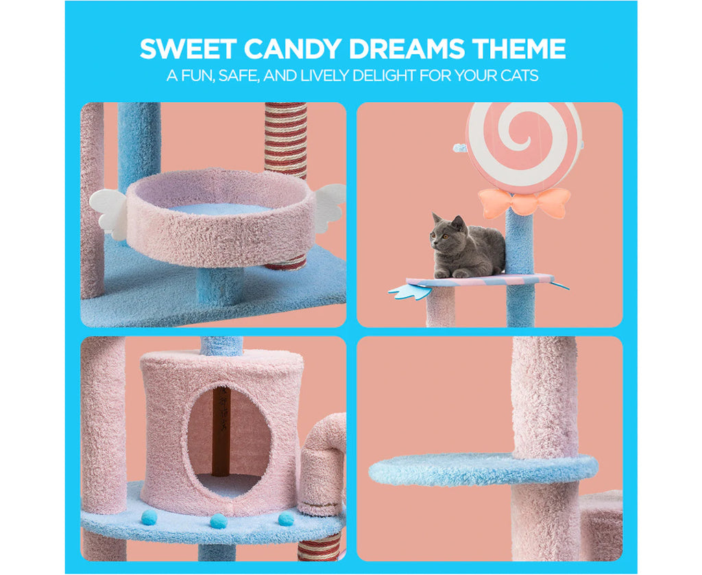 1.52m Sweet Candy Land Cat Tree Tower & Scratching Post - Cat Factory Au