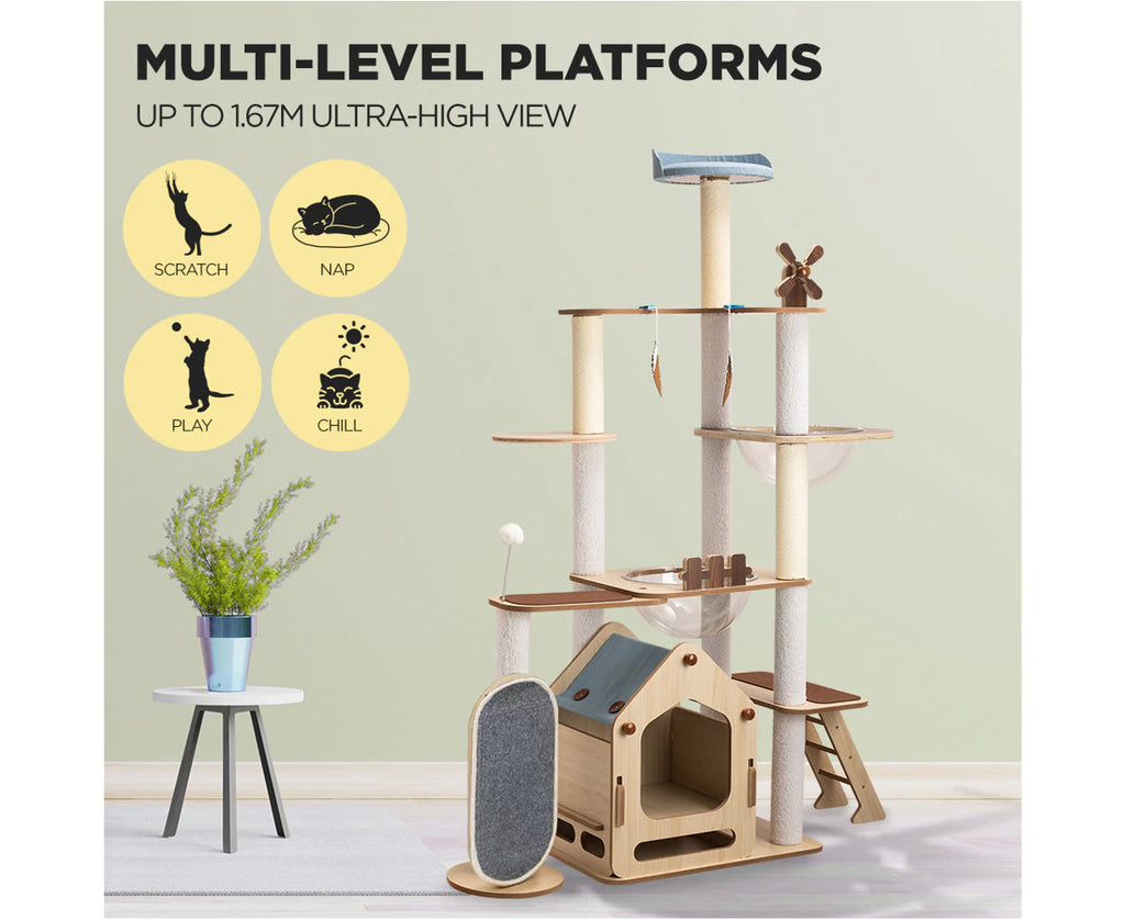 1.67cm Cat Tree Mega Cat Tower and Scratching Post - Windmill style - Cat Factory Au