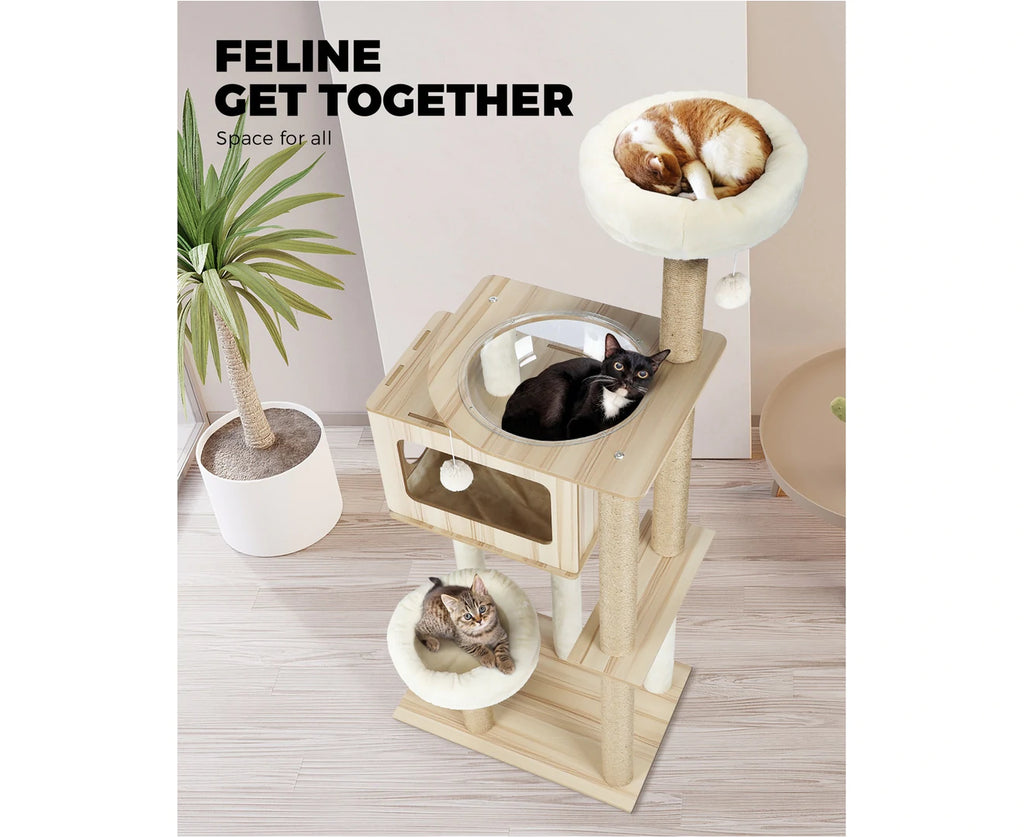 142cm Cat Tree Tower Scratching Post Scratcher Cats Condo House Bed Furniture 14v - Cat Factory Au