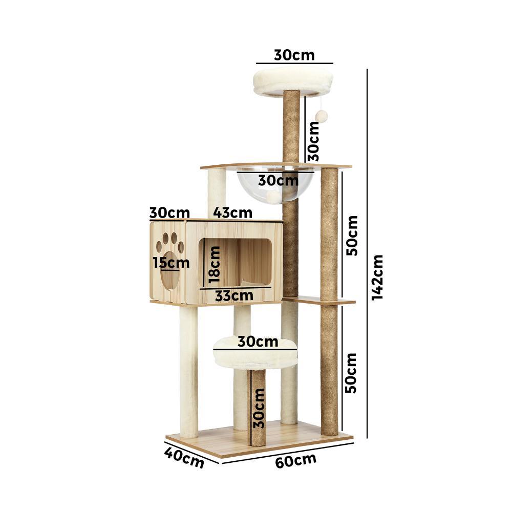 142cm Cat Tree Tower Scratching Post Scratcher Cats Condo House Bed Furniture 14v - Cat Factory Au