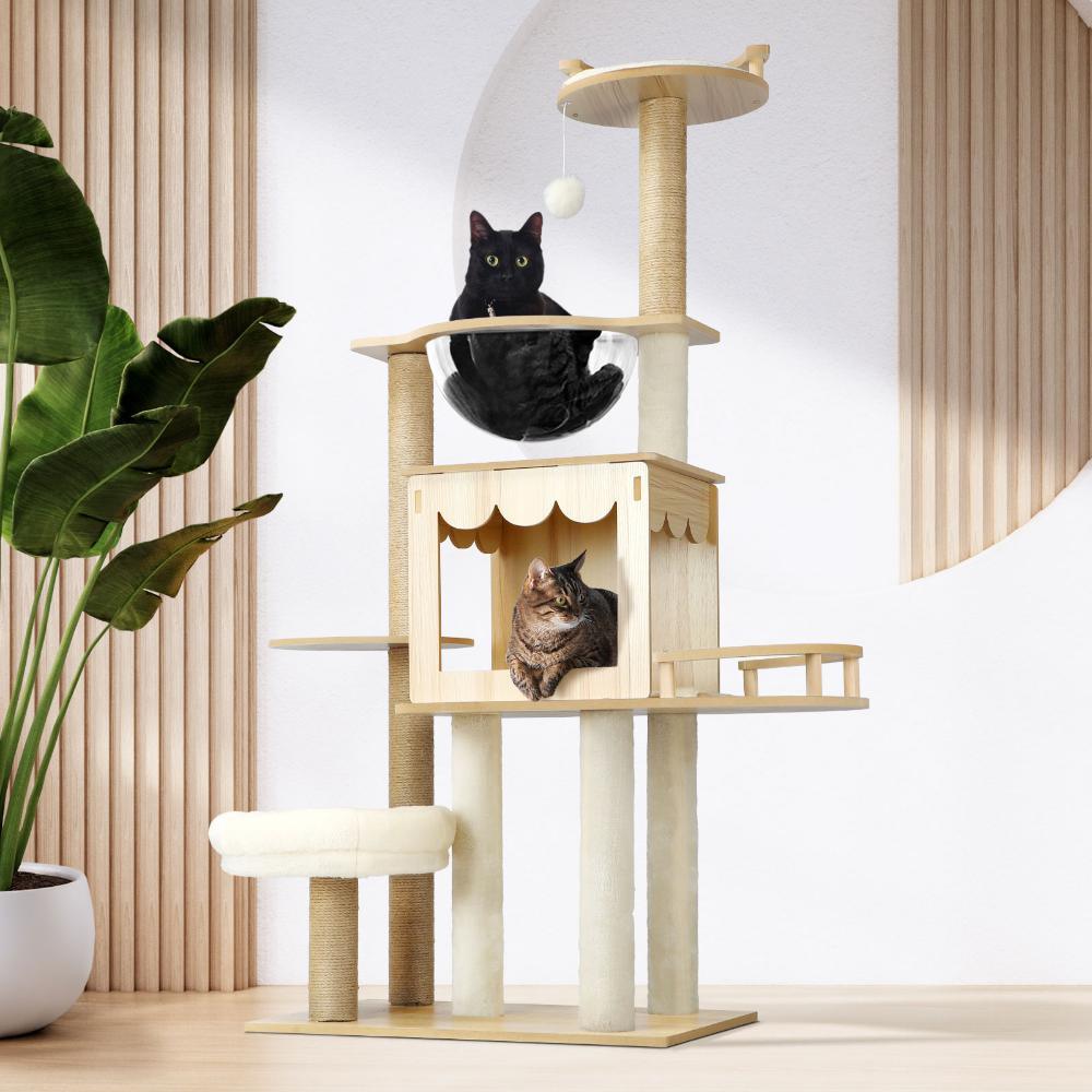 Cat Tree 131cm Cat Tower with Cat Scratching Post and Cat Condo - Cat Factory Au