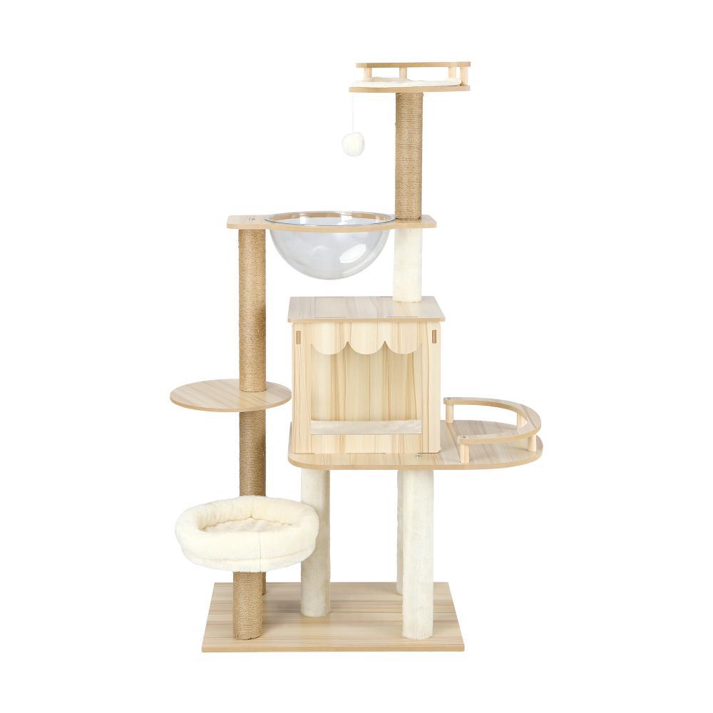 Cat Tree 131cm Cat Tower with Cat Scratching Post and Cat Condo - Cat Factory Au