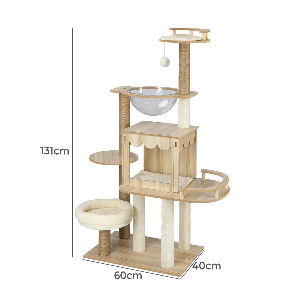 Cat Tree 131cm Cat Tower with Cat Scratching Post and Cat Condo - Cat Factory Au