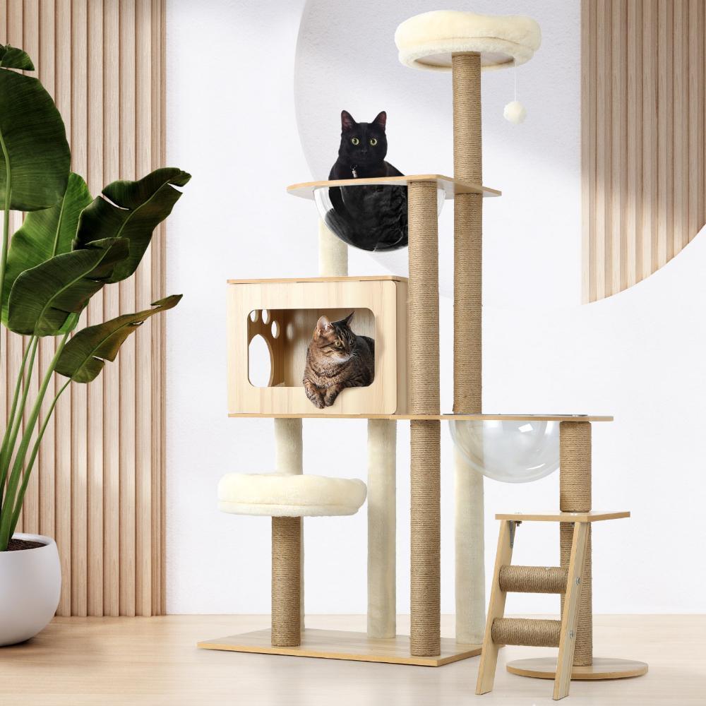 Cat Tree Tower Scratching Post Scratcher Cats Condo House Bed Wood 142cm - Cat Factory Au