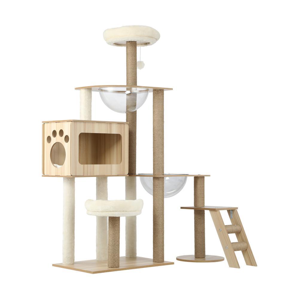 Cat Tree Tower Scratching Post Scratcher Cats Condo House Bed Wood 142cm - Cat Factory Au